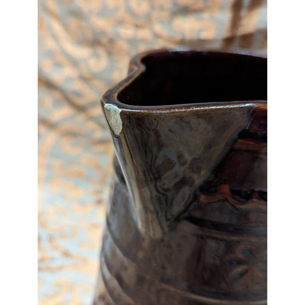 Vintage Marcrest Stoneware Brown Daisy Dot Water‎ Pitcher 8